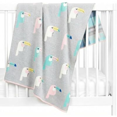 Sevira Kids Babydeken van biologisch katoen gebreide kinderdeken zacht GOTS-zegel cadeau voor geboorte toekan Sevira Kids Babydeken van biologisch katoen gebreide kinderdeken zacht GOTS-zegel cadeau voor geboorte toekan