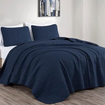 Chezmoi Collection Austin Extra groot beddengoed, queensize bed, marineblauw, 3 stuks Chezmoi Collection Austin Extra groot beddengoed, queensize bed, marineblauw, 3 stuks