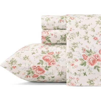 Laura Ashley Zachte katoenen satijnen beddengoedset voor tweepersoonsbed, elegant, glad en ademend, koraal (Lilian Coral, queensize bed) Laura Ashley Zachte katoenen satijnen beddengoedset voor tweepersoonsbed, elegant, glad en ademend, koraal (Lilian Coral, queensize bed)