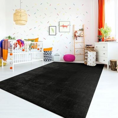 TT Home Speeltapijt voor kinderkamer, jongens en meisjes, wasbaar, modern, pastel, effen, kleur: zwart, afmetingen: 200 x 280 cm TT Home Speeltapijt voor kinderkamer, jongens en meisjes, wasbaar, modern, pastel, effen, kleur: zwart, afmetingen: 200 x 280 cm
