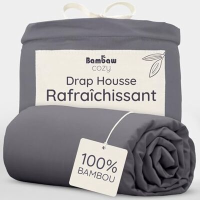 Bambaw Hoeslaken, 90 x 200 cm, bamboe lakens, comfortabel, zacht, ademend en hypoallergeen, hoeslaken met grote spanhoogte antraciet Bambaw Hoeslaken, 90 x 200 cm, bamboe lakens, comfortabel, zacht, ademend en hypoallergeen, hoeslaken met grote spanhoogte antraciet