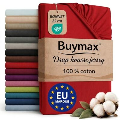 Buymax Hoeslaken, 140 x 200 cm, 100% katoen, rood Zachte en ademende jersey, Oeko-Tex gecertificeerd, hoogte tot 25 cm en elastiek rondom voor een betrouwbare grip. Buymax Hoeslaken, 140 x 200 cm, 100% katoen, rood Zachte en ademende jersey, Oeko-Tex gecertificeerd, hoogte tot 25 cm en elastiek rondom voor een betrouwbare grip.
