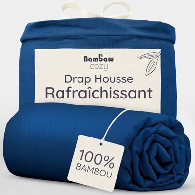Bambaw Hoeslaken van bamboe, 160 x 200 cm, voor dikke matrassen tot 35 cm, beddengoed tegen mijt en zweet, verkoelend en hypoallergeen beddengoed, bamboe laken 160 x 200 cm (marineblauw) Bambaw Hoeslaken van bamboe, 160 x 200 cm, voor dikke matrassen tot 35 cm, beddengoed tegen mijt en zweet, verkoelend en hypoallergeen beddengoed, bamboe laken 160 x 200 cm (marineblauw)