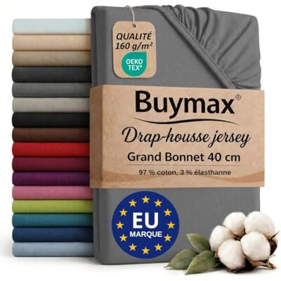 Buymax Hoeslaken, 140 x 200 160 x 220 cm, grote hoek, antracietgrijs Stretch jersey 160 g/m², 97% katoen, 3% elastaan, Oeko-Tex gecertificeerd, voor boxspring- en waterbedden, hoogte 40 cm. Buymax Hoeslaken, 140 x 200 160 x 220 cm, grote hoek, antracietgrijs Stretch jersey 160 g/m², 97% katoen, 3% elastaan, Oeko-Tex gecertificeerd, voor boxspring- en waterbedden, hoogte 40 cm.