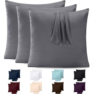 Utopia Bedding Set van 4 kussenslopen 50 x 50 cm Oeko-Tex geborstelde microvezel, 100% polyester, met envelopsluiting (kussen niet inbegrepen), alleen kussensloop Grijs Utopia Bedding Set van 4 kussenslopen 50 x 50 cm Oeko-Tex geborstelde microvezel, 100% polyester, met envelopsluiting (kussen niet inbegrepen), alleen kussensloop Grijs