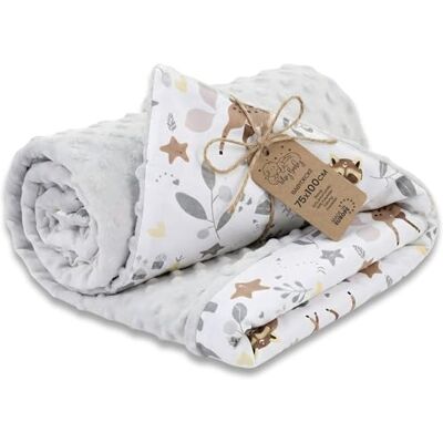 Totsy Baby Babydeken voor de zomer, met minky, 75 x 100 cm, kinderdeken, knuffeldeken, kinderwagendeken, hert Totsy Baby Babydeken voor de zomer, met minky, 75 x 100 cm, kinderdeken, knuffeldeken, kinderwagendeken, hert