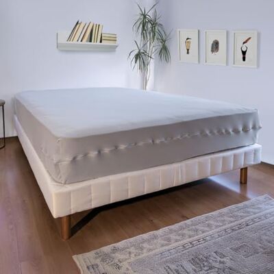 Bleu Calin Rénove Elastische matras, rekbare matrasbeschermer, integrale hoes met ritssluiting, matrasbeschermer voor tweepersoonsbed, 160 x 200 cm Bleu Calin Rénove Elastische matras, rekbare matrasbeschermer, integrale hoes met ritssluiting, matrasbeschermer voor tweepersoonsbed, 160 x 200 cm