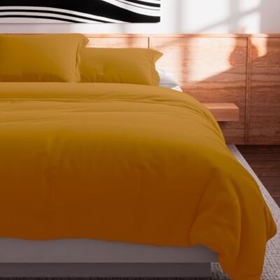Soleil d'ocre , Dekbedovertrek van katoen, 57 draden/cm², 240 x 220 cm, effen, mosterdgeel Soleil d'ocre , Dekbedovertrek van katoen, 57 draden/cm², 240 x 220 cm, effen, mosterdgeel