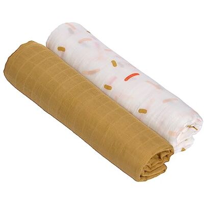 Lässig Babydeken, babydeken, 2 stuks, katoen, 120 x 120 cm / Heavenly soft Swaddle XL Little Mateys spicy oranje Lässig Babydeken, babydeken, 2 stuks, katoen, 120 x 120 cm / Heavenly soft Swaddle XL Little Mateys spicy oranje