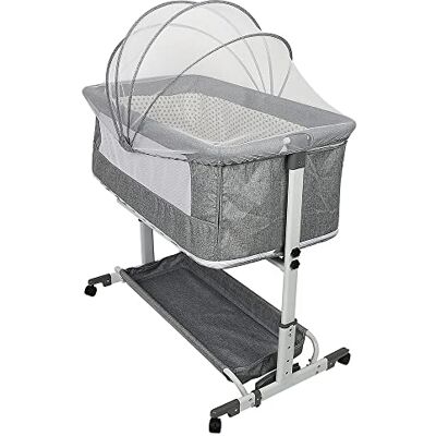 LANTUS Babywieg, babybed, 4-in-1, opvouwbaar, hoogte en poten verstelbaar, 4 niveaus, 74-90 cm, 74-80 cm, 85-90 cm, 4 draaibare wielen, cadeau voor pasgeborenen 0-2 jaar, 113 x 66 x 84 cm, grijs LANTUS Babywieg, babybed, 4-in-1, opvouwbaar, hoogte en poten verstelbaar, 4 niveaus, 74-90 cm, 74-80 cm, 85-90 cm, 4 draaibare wielen, cadeau voor pasgeborenen 0-2 jaar, 113 x 66 x 84 cm, grijs
