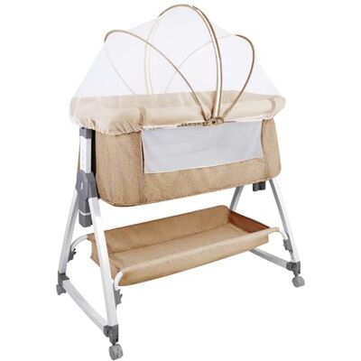 LANTUS Cododo babybed – Cododo babywieg met matras, schommelmodus voor babywieg, inklapbare zijkant, verstelbare hoogte, netramen, 6 niveaus (100-115 cm), 80 x 40 x 100-115 cm, gebroken wit LANTUS Cododo babybed – Cododo babywieg met matras, schommelmodus voor babywieg, inklapbare zijkant, verstelbare hoogte, netramen, 6 niveaus (100-115 cm), 80 x 40 x 100-115 cm, gebroken wit