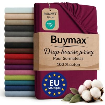 Buymax Hoeslaken 160 x 200 cm, 100% jersey katoen, voor toppers met een maximale dikte van 9 cm, voor boxspringbed, bordeaux Jersey doux et respirant, certifié OEKO-TEX, bonnet jusqu’à 10 cm, idéal pour surmatelas et maintien sans plis. Buymax Hoeslaken 160 x 200 cm, 100% jersey katoen, voor toppers met een maximale dikte van 9 cm, voor boxspringbed, bordeaux Jersey doux et respirant, certifié OEKO-TEX, bonnet jusqu’à 10 cm, idéal pour surmatelas et maintien sans plis.