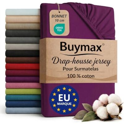 Buymax Hoeslaken 140 x 200 cm, 100% katoen jersey, voor toppers tot 9 cm matrashoogte, voor boxspringbed, aubergine Jersey doux et respirant, certifié OEKO-TEX, bonnet jusqu’à 10 cm, idéal pour surmatelas et maintien sans plis. Buymax Hoeslaken 140 x 200 cm, 100% katoen jersey, voor toppers tot 9 cm matrashoogte, voor boxspringbed, aubergine Jersey doux et respirant, certifié OEKO-TEX, bonnet jusqu’à 10 cm, idéal pour surmatelas et maintien sans plis.