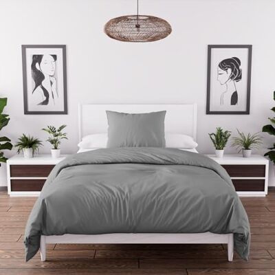Intemporel , Dekbedovertrekset, gewassen microvezel, grijs, 140 x 200 cm Intemporel , Dekbedovertrekset, gewassen microvezel, grijs, 140 x 200 cm