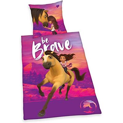 Herding Spirit Omkeerbaar beddengoed van renforcé met dekbedovertrek 135 x 200 cm en kussensloop 80 x 80 cm met eenvoudig te bedienen ritssluiting, paars/roze Herding Spirit Omkeerbaar beddengoed van renforcé met dekbedovertrek 135 x 200 cm en kussensloop 80 x 80 cm met eenvoudig te bedienen ritssluiting, paars/roze