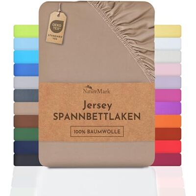NatureMark Hoeslaken 100% jersey hoeslaken, voldoet aan de Öko-Tex Standard 100 kwaliteit, katoen, zand/beige, 120x200 cm NatureMark Hoeslaken 100% jersey hoeslaken, voldoet aan de Öko-Tex Standard 100 kwaliteit, katoen, zand/beige, 120x200 cm