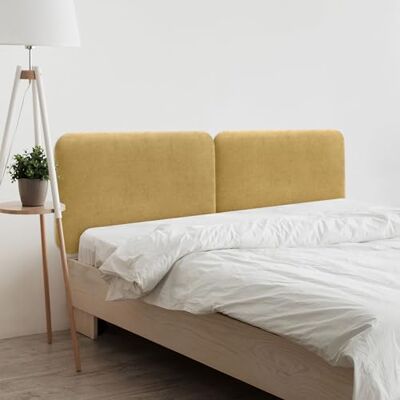 DHOME Hoofdeinde voor bed, glad, afgerond, van gladde stof, voor muur, akoestisch, absorberend, voor slaapkamer (mosterd, 160 cm dubbel) DHOME Hoofdeinde voor bed, glad, afgerond, van gladde stof, voor muur, akoestisch, absorberend, voor slaapkamer (mosterd, 160 cm dubbel)