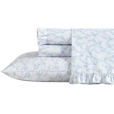 Laura Ashley Beddengoedset met 200 draadtelling van percal katoen, ademend, bloemenprint, ideaal voor slaapzaal, Victoria Blue, tweepersoons Laura Ashley Beddengoedset met 200 draadtelling van percal katoen, ademend, bloemenprint, ideaal voor slaapzaal, Victoria Blue, tweepersoons