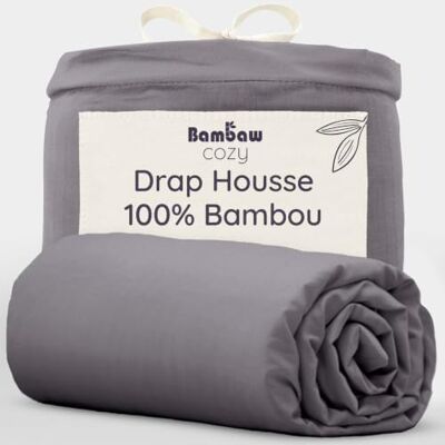Bambaw Hoeslaken, 200 x 200 cm, bamboe beddengoed, zijdeachtig, hypoallergeen en ademend, dik hoeslaken, lakens voor tweepersoonsbed donkergrijs Bambaw Hoeslaken, 200 x 200 cm, bamboe beddengoed, zijdeachtig, hypoallergeen en ademend, dik hoeslaken, lakens voor tweepersoonsbed donkergrijs