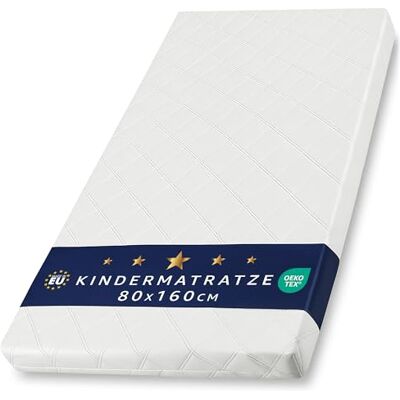 Totsy Baby Babymatras, 80 x 160 cm, voor kinderbed en reizen, ademend, schuimmatras met wasbare overtrek voor vloerbedden of wiegen, 80 x 160 cm, Oeko-Tex Totsy Baby Babymatras, 80 x 160 cm, voor kinderbed en reizen, ademend, schuimmatras met wasbare overtrek voor vloerbedden of wiegen, 80 x 160 cm, Oeko-Tex