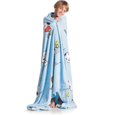 Kanguru Snoopy deken, zeer zacht, microvezel fleecedeken voor bank, slaapkamer, kinderen, lichtblauw, afmetingen 130 x 170 cm Kanguru Snoopy deken, zeer zacht, microvezel fleecedeken voor bank, slaapkamer, kinderen, lichtblauw, afmetingen 130 x 170 cm