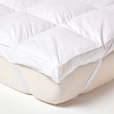 HOMESCAPES Topper van natuurlijke ganzenveren, comfortabele matrastopper, 140 x 190 cm HOMESCAPES Topper van natuurlijke ganzenveren, comfortabele matrastopper, 140 x 190 cm