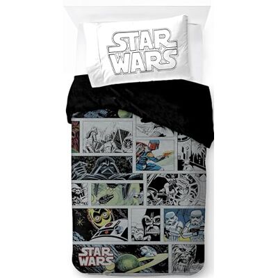 Jay Franco Star Wars Comic, 100% katoen, dekbedovertrekset, eenpersoonsbed, inclusief kussensloop, 50 x 70 cm Jay Franco Star Wars Comic, 100% katoen, dekbedovertrekset, eenpersoonsbed, inclusief kussensloop, 50 x 70 cm