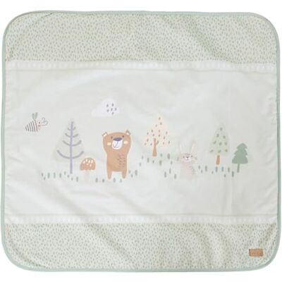 roba Woodland Buddies Babydeken, 80 x 80 cm, dubbelzijdige knuffeldeken, superzacht katoen en fleece, motief beer, konijn en bijen, pastelgroen en zilvergrijs roba Woodland Buddies Babydeken, 80 x 80 cm, dubbelzijdige knuffeldeken, superzacht katoen en fleece, motief beer, konijn en bijen, pastelgroen en zilvergrijs