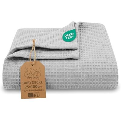 Totsy Baby Babydeken, wafelpatroon, voor alle seizoenen, 75 x 100 cm, honingraatpatroon, katoen, ademend, licht, geboorte, kinderen, tussenseizoen, deken voor pasgeborenen, Oeko-Tex, lichtgrijs Totsy Baby Babydeken, wafelpatroon, voor alle seizoenen, 75 x 100 cm, honingraatpatroon, katoen, ademend, licht, geboorte, kinderen, tussenseizoen, deken voor pasgeborenen, Oeko-Tex, lichtgrijs
