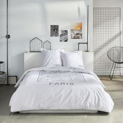 TODAY Beddengoed voor tweepersoonsbed, 220 x 240 cm + 2 kussenslopen 63 x 63 cm, bedrukt, Java 1,3, Parijs, wit TODAY Beddengoed voor tweepersoonsbed, 220 x 240 cm + 2 kussenslopen 63 x 63 cm, bedrukt, Java 1,3, Parijs, wit