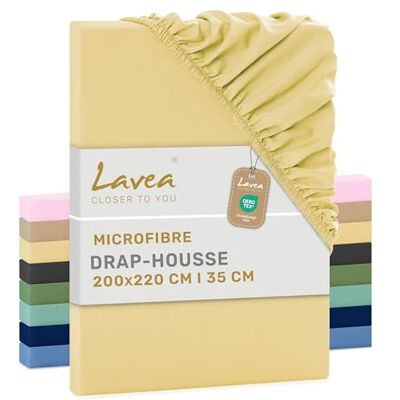 Lavea ® Hoeslaken, 200 x 220 cm, microvezel, beige Microvezel: hoeslaken, spanhoogte 35 cm, met elastiek rondom, zacht, ademend, Oeko-Tex®-gecertificeerd Lavea ® Hoeslaken, 200 x 220 cm, microvezel, beige Microvezel: hoeslaken, spanhoogte 35 cm, met elastiek rondom, zacht, ademend, Oeko-Tex®-gecertificeerd