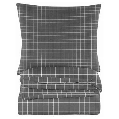 Cotton Market Beddengoedset, 3-delig, katoenmix, 155 x 200 cm, grijs geruit Cotton Market Beddengoedset, 3-delig, katoenmix, 155 x 200 cm, grijs geruit