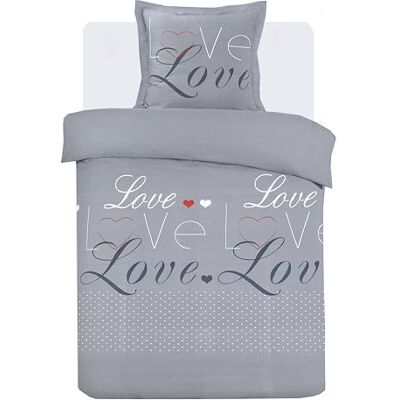Vision Love Beddengoed Grijs Dekbedovertrekset 140 x 200 cm met 1 kussensloop voor eenpersoonsbed 100% Katoen Vision Love Beddengoed Grijs Dekbedovertrekset 140 x 200 cm met 1 kussensloop voor eenpersoonsbed 100% Katoen