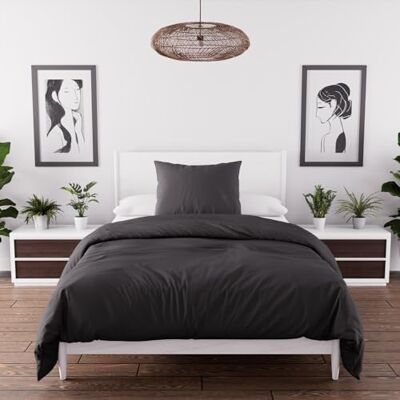 Intemporel , Dekbedovertrekset, gewassen microvezel, zwart, 140 x 200 cm Intemporel , Dekbedovertrekset, gewassen microvezel, zwart, 140 x 200 cm