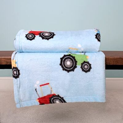 Bedlam Fleecedeken (120 x 150 cm), blauw met landbouwtractorpatroon, deken en sprei voor kinderen, jongens, boerderijvrienden Bedlam Fleecedeken (120 x 150 cm), blauw met landbouwtractorpatroon, deken en sprei voor kinderen, jongens, boerderijvrienden
