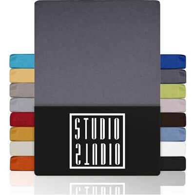 STUDIO basic hoeslaken, 180 x 200 cm, 100% gekamd katoen, Oeko-Tex 100-gecertificeerd, merkkwaliteit, laken 180 x 200, tot 25 cm hoogte, grijs STUDIO basic hoeslaken, 180 x 200 cm, 100% gekamd katoen, Oeko-Tex 100-gecertificeerd, merkkwaliteit, laken 180 x 200, tot 25 cm hoogte, grijs