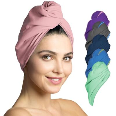 Fit-Flip Microvezel haartulband, speciale tulbandhanddoek voor zacht en snel drogen, haarhanddoek voor uniseks volwassenen, 1 stuk, oudroze Fit-Flip Microvezel haartulband, speciale tulbandhanddoek voor zacht en snel drogen, haarhanddoek voor uniseks volwassenen, 1 stuk, oudroze