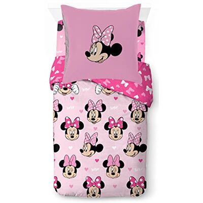 Jay Franco Disney Minnie Hearts & Love Beddengoedset, 3-delig, dekbedovertrek 135 x 200 cm, hoeslaken 90 x 200 cm en kussensloop 80 x 80 cm, 100% katoen, eenpersoonsbed Jay Franco Disney Minnie Hearts & Love Beddengoedset, 3-delig, dekbedovertrek 135 x 200 cm, hoeslaken 90 x 200 cm en kussensloop 80 x 80 cm, 100% katoen, eenpersoonsbed