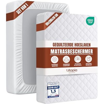 Utopia Bedding Gewatteerde Ingerichte Matrasbeschermer (90x200cm) Matrashoezen met diepe zakken tot 30 cm superzachte Matrasdekken rondom elastiek heeft niet waterdicht (90x200 cm + 30cm) Utopia Bedding Gewatteerde Ingerichte Matrasbeschermer (90x200cm) Matrashoezen met diepe zakken tot 30 cm superzachte Matrasdekken rondom elastiek heeft niet waterdicht (90x200 cm + 30cm)