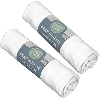 Babycalin set van 2 hoeslakens, 70 x 140 x 17 cm, wit/wit, Oeko-Tex-gecertificeerd Babycalin set van 2 hoeslakens, 70 x 140 x 17 cm, wit/wit, Oeko-Tex-gecertificeerd