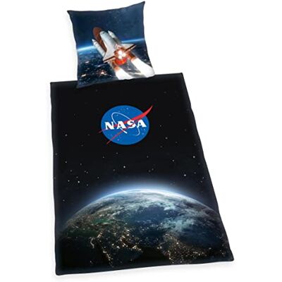 Herding NASA Beddengoedset, kussensloop 70 x 90 cm, dekbedovertrek 140 x 200 cm, met gemakkelijke ritssluiting, 100% katoen/versterkt, zwart Herding NASA Beddengoedset, kussensloop 70 x 90 cm, dekbedovertrek 140 x 200 cm, met gemakkelijke ritssluiting, 100% katoen/versterkt, zwart