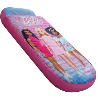 Character World Barbie ReadyBed Opblaasbaar kinderbed en slaapzak met pomp, reismatras voor meisjes voor pyjamafeesten, kamperen of thuisgebruik Character World Barbie ReadyBed Opblaasbaar kinderbed en slaapzak met pomp, reismatras voor meisjes voor pyjamafeesten, kamperen of thuisgebruik