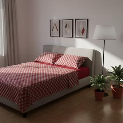 KASANOVA Beddengoedset voor tweepersoonsbed, tartan patroon, rood KASANOVA Beddengoedset voor tweepersoonsbed, tartan patroon, rood