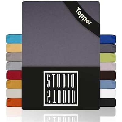 STUDIO basic topper hoeslaken, 180 x 200 cm, 100% gekamd katoen, Oeko-Tex 100-gecertificeerd, merkkwaliteit, laken 180 x 200 cm, grijs STUDIO basic topper hoeslaken, 180 x 200 cm, 100% gekamd katoen, Oeko-Tex 100-gecertificeerd, merkkwaliteit, laken 180 x 200 cm, grijs