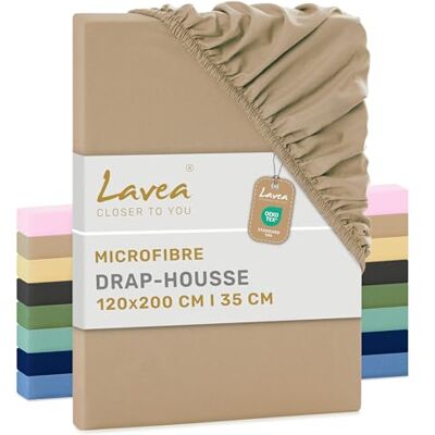 Lavea ® Hoeslaken, 120 x 200 cm, microvezel, zand Microvezel hoeslaken, 20 cm hoogte, met elastiek rondom, zacht, ademend, Oeko-Tex®-gecertificeerd Lavea ® Hoeslaken, 120 x 200 cm, microvezel, zand Microvezel hoeslaken, 20 cm hoogte, met elastiek rondom, zacht, ademend, Oeko-Tex®-gecertificeerd