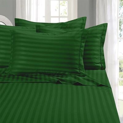Elegant Comfort Zacht en comfortabel 4-delige beddengoedset van microvezel in hotelkwaliteit 1500, diepe zak, kreukvrij, damast strepenpatroon, eenpersoonsbed, jagersgroen Elegant Comfort Zacht en comfortabel 4-delige beddengoedset van microvezel in hotelkwaliteit 1500, diepe zak, kreukvrij, damast strepenpatroon, eenpersoonsbed, jagersgroen