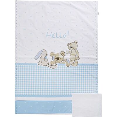 Italbaby Hello Maxi beddengoedset, lichtblauw, eenheidsmaat Italbaby Hello Maxi beddengoedset, lichtblauw, eenheidsmaat