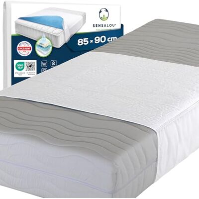 Sensalou Waterdichte matrasbeschermer 85 x 90 cm met vleugels 44 cm matrasbeschermer wasbaar 90 °C, absorberende onderlaag 2400 ml/m², stil en zacht, bescherming beddengoed voor baby's, kinderen en Sensalou Waterdichte matrasbeschermer 85 x 90 cm met vleugels 44 cm matrasbeschermer wasbaar 90 °C, absorberende onderlaag 2400 ml/m², stil en zacht, bescherming beddengoed voor baby's, kinderen en