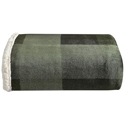 Eddie Bauer Home Bedrukte pluche collectie Omkeerbare deken en zacht schapenvacht beddengoed, 127 x 152,4 cm, grenen ruiten Eddie Bauer Home Bedrukte pluche collectie Omkeerbare deken en zacht schapenvacht beddengoed, 127 x 152,4 cm, grenen ruiten