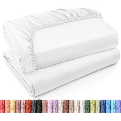 Utopia Bedding Set van 2 hoeslakens voor kingsize bed, van zachte geborstelde microvezel, diepe zakken, krimp- en kleurecht, onderhoudsvriendelijk (kingsize bed, wit) Utopia Bedding Set van 2 hoeslakens voor kingsize bed, van zachte geborstelde microvezel, diepe zakken, krimp- en kleurecht, onderhoudsvriendelijk (kingsize bed, wit)